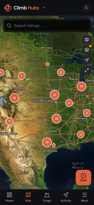 The Climb Hubs app directory map