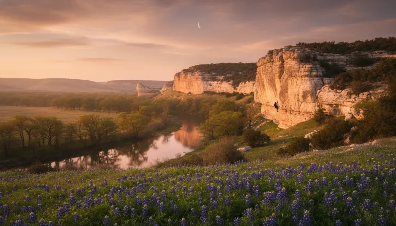 Texas landscape, backdrop for the Climb Hubs Austin directory